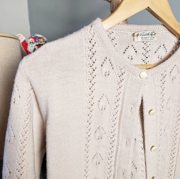 Vintage 1940s 1950s 40s 50s Knit Cardigan Womens Medium Button Down Cuddle Knit - Picture 7 of 10